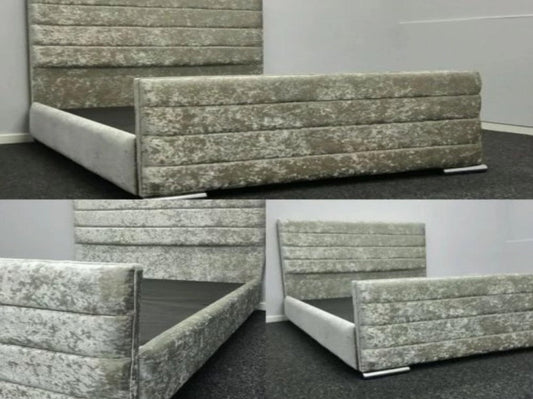 Buy Now Pay Later Beds Zaal Panel Bed on Finance Silver Crushed