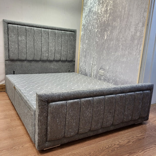 Charles Drawer Divan Fabric Bed with Storage Grey Bed - Gables Beds