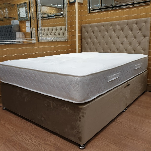 Chesterfield Plush Velvet Divan Bed and Mattress Set with Klarna