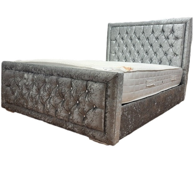 Crushed Velvet Hampton Bed and Mattress Set with Clearpay