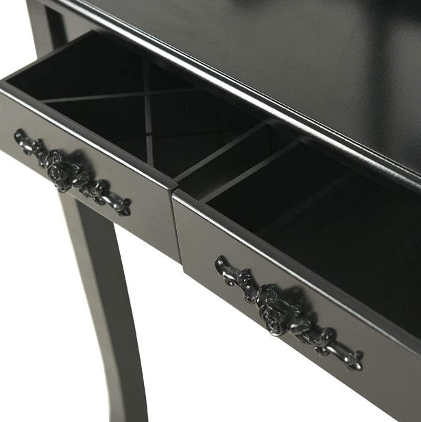 LED Hollywood Mirror Black Vanity Dressing Table Set