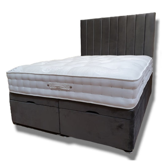 New York Plush Velvet Ottoman Divan Set - Gables Beds ottoman storage divan bed shop in Essex