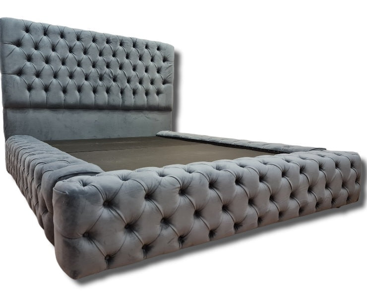 Rania Plush Velvet Bed with Clearpay Full Buttoned Beds