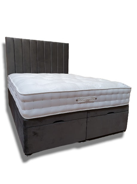 Space Saving Under Bed Storage Ottoman Divan Single Small Double King Size Super Kingsize Dark Grey Velvet