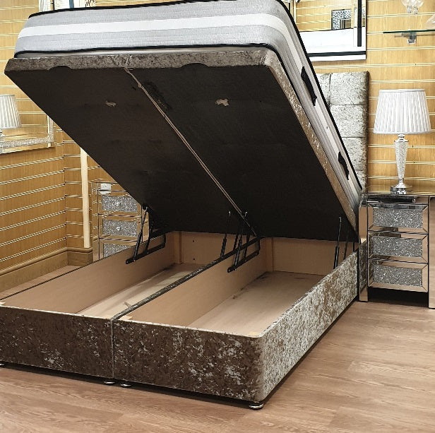 The Aztec Ottoman Divan - Gables Beds Truffle Crushed Velvet