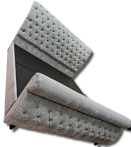 The Swan Sleigh - Gables Beds Grey velvet