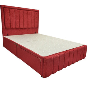 Boston Drawer Divan Bed Pay with Klarna - Gables Beds in Essex Red Chenille bed