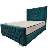 Briana Bed with Clearpay - Gables Beds Tall velvet beds in Essex Teal Green Soft Velvet