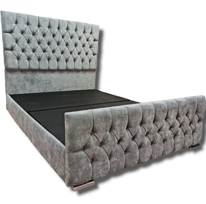 Briana Bed with Clearpay - Gables Beds Tall velvet beds in Essex Grey Velvet