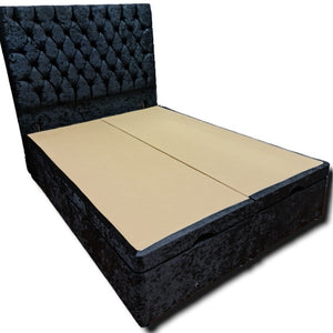 Briana Crushed Velvet Ottoman Divan Beds with Clearpay - Gables Beds in Fobbing Essex Black