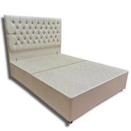 Briana Divan Bed on Clearpay - Gables Beds tall chesterfield headboard boxed divan bed shop Essex