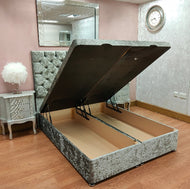 Briana Ottoman Divan - Gables Beds Grey crushed velvet bed shop