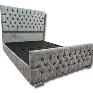 Briana Tall Plush Velvet Bed Pay with Klarna - Gables Beds Buy Now Buy Later Beds Grey Velvet Bed