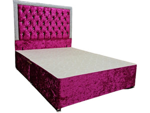 Britney Crushed Velvet Glitter Divan Bed - Gables Beds - Pink Velvet Bed