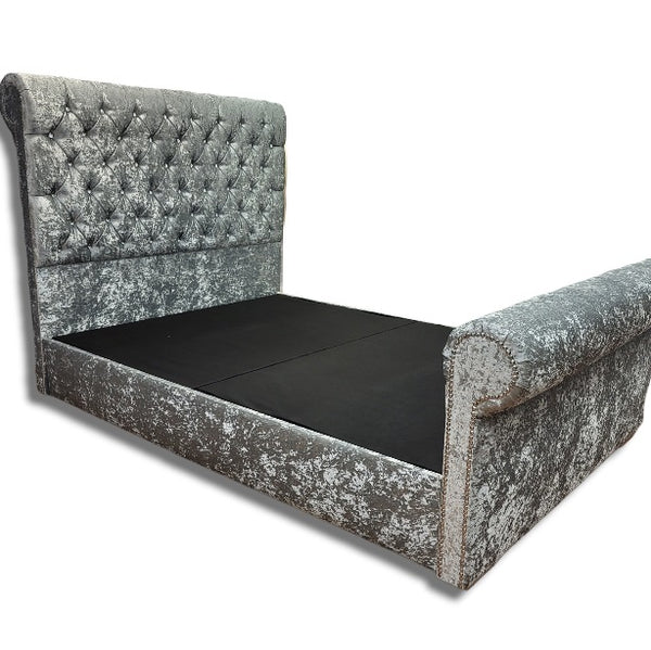 Buy Now Pay Later Beds Sleigh Bed Crushed Velvet Ottoman