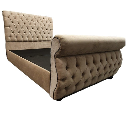 Buy Now Pay Later Beds Swan Sleigh Bed on Finance Caramel - Gables Beds