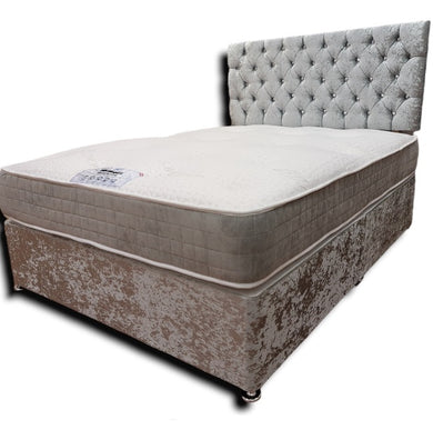 Chesterfield Crushed Velvet Divan Set - Gables Beds bed and mattress set grey velvet