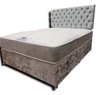 Chesterfield Crushed Velvet Divan Set with Clearpay - Gables Beds grey crushed velvet buy now pay later beds pay in 4 clearpay