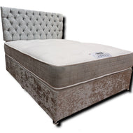 Chesterfield Crushed Velvet Divan Set - Gables Beds bed and mattress set grey velvet