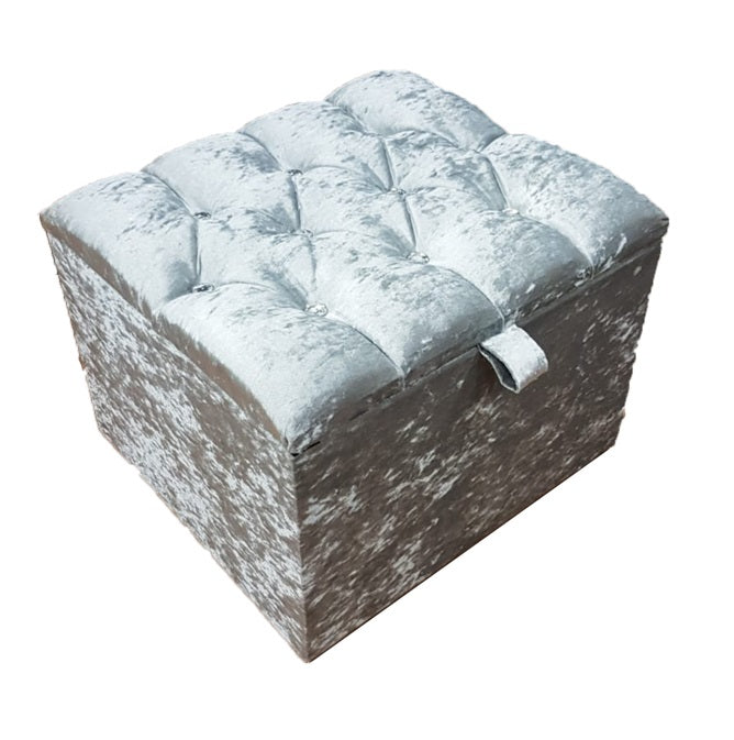 Small Ottoman - Chesterfield Dresser Stool Storage Box - Gables Beds Crushed Velvet