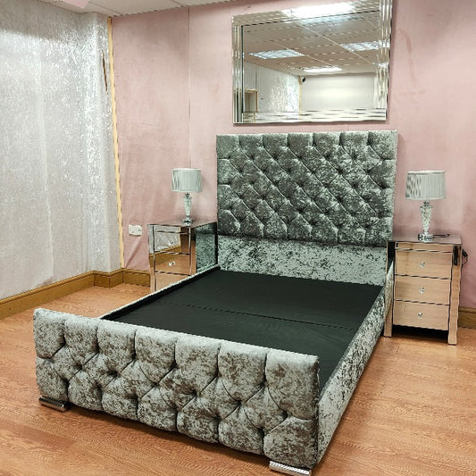 Crushed Velvet Briana Tall Bed - Gables Beds on Finance