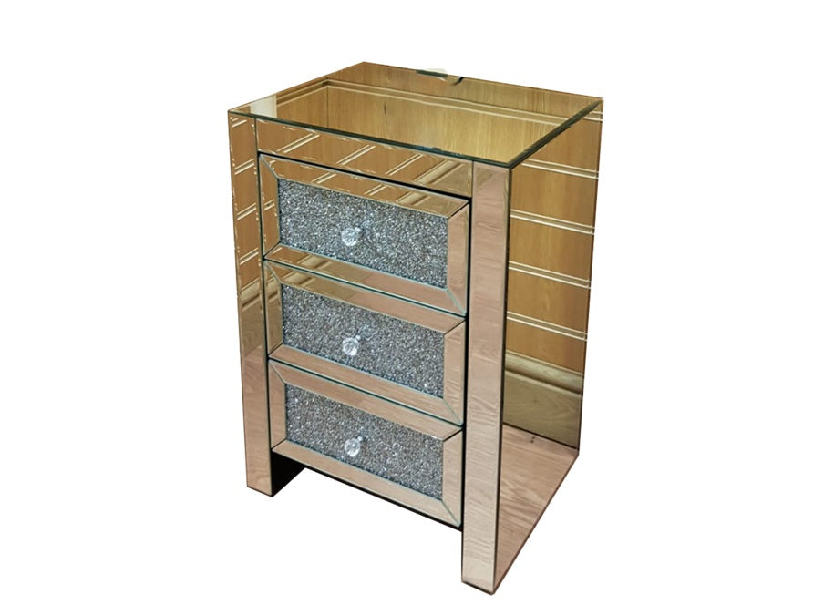 Glitter Mirror Bedside Cabinet - Gables Beds