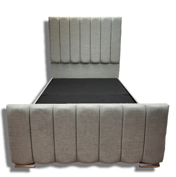 Grey Velvet Line Bed Single Small Double King Size Super King Size