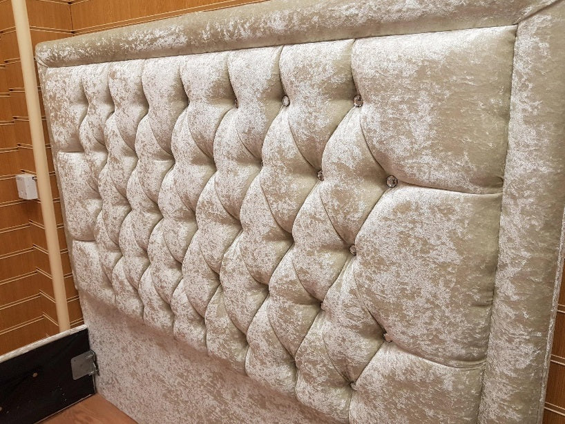 Hampton Crushed Velvet Bed - Gables Beds cream crushed velvet