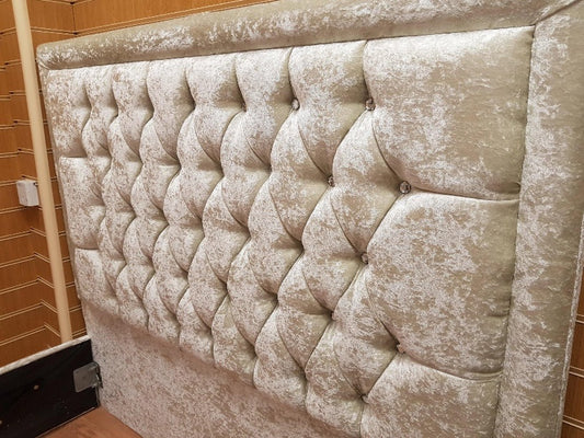 Hampton Crushed Velvet Bed - Gables Beds cream crushed velvet