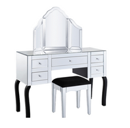 Smoked Mirror Dresser Set Inlcuding Mirror Table + Stool - Gables Beds