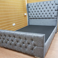 Presidential Wingback Fabric Bed Frame