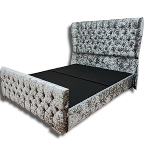 Sardar Crushed Velvet Wingback Bed - Gables Beds grey crushed velvet