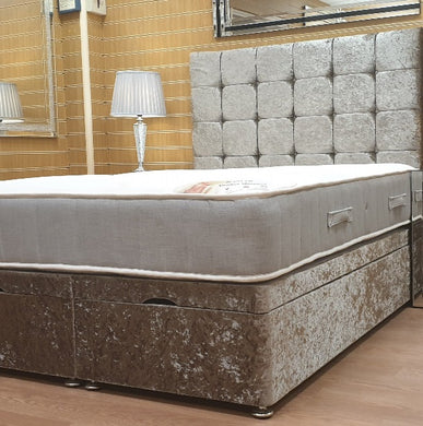 The Aztec Ottoman Divan - Gables Beds Truffle Crushed Velvet