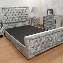 The Hampton - Crushed Velvet Ice Silver Bed