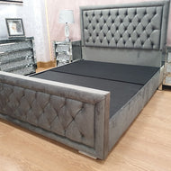 The Hampton - Steel Plush Velvet Bed