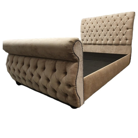 The Swan Sleigh - Gables Beds Caramel velvet