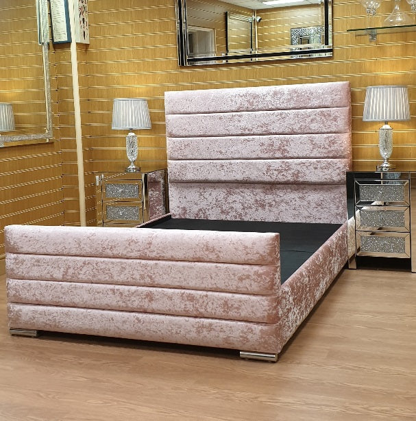 The Zaal Baby pink crushed velvet bed - Gables Beds