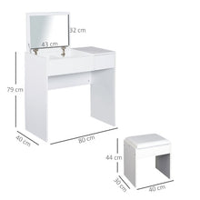 White Vanity Dressing Table Set with Flip-up Mirror Pay in 3 Klarna