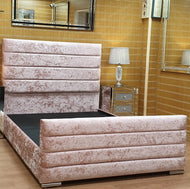 Zaal Crushed Velvet Bed - Gables Beds Baby pink crushed velvet