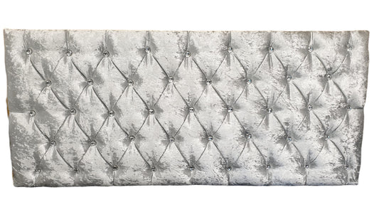 Chesterfield Velvet Headboard with Clearpay - Gables Beds grey crushed velvet